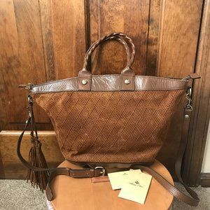 Patricia Nash Diamond Weave Emiliano Leather Tote - Cognac